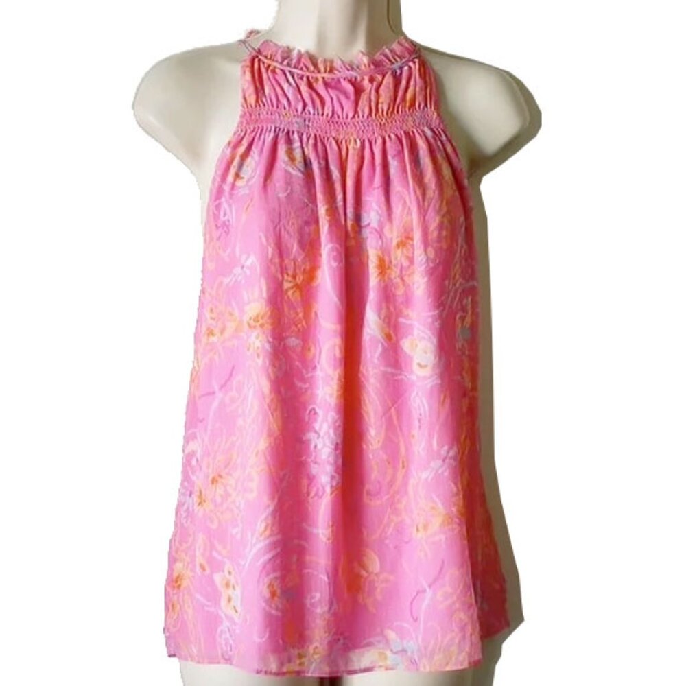 NWT Ramy Brook Harlie Paisley Print Halter Tank Top M Peony Pink Floral